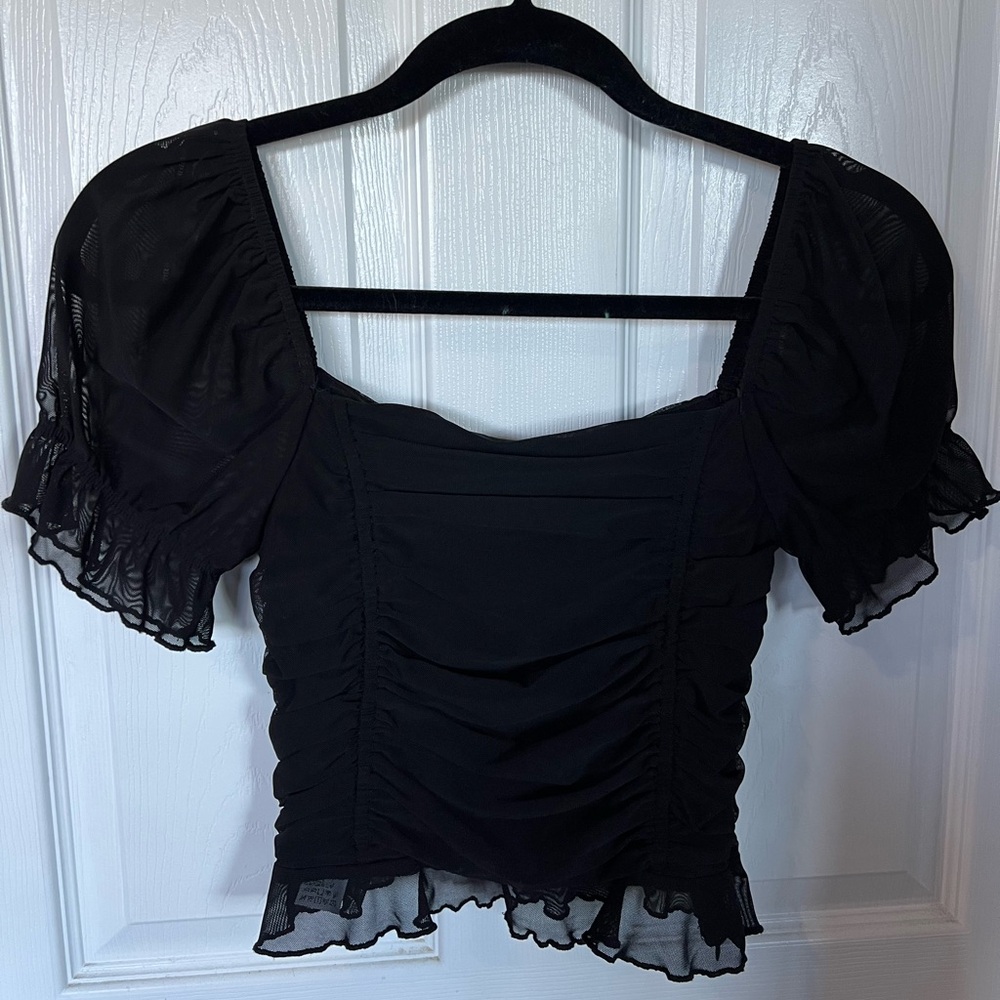 Forever 21 Black Ruched Blouse